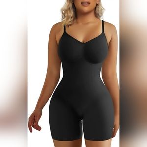 NEW Shaperx Body Suit Boy Shorts Style 5218 Black Adjustable Strap Sz 4XL/5XL